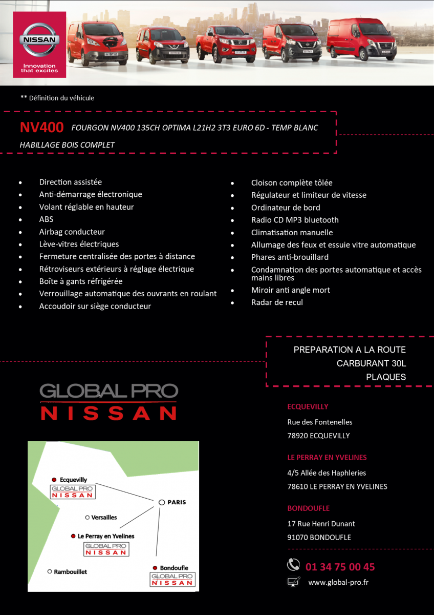 Concessionnaire Nissan location NV400